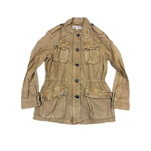 Free People Utility Jacket Women's XS Tan Khaki Military Cargo Drawstring Good